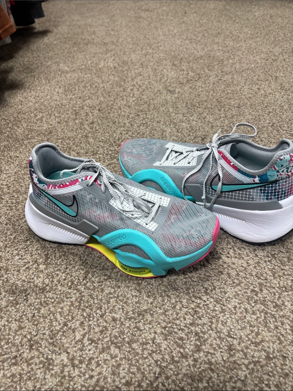 Nike Womens Multicolor Athletic Shoes - Gray, Teal & Pink - 8